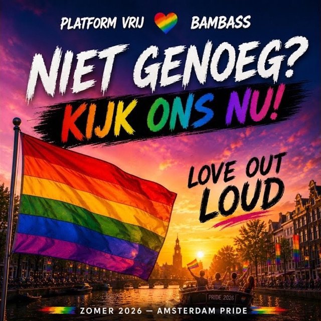 Niet Genoeg (Amsterdam Pride 2026) – BamBass single cover art